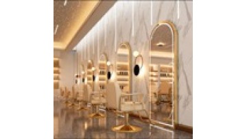 Hot sale European wall style modern mounted simple LED with light hotel hair cutting Barber salon gold mirror1