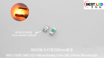 0603 (1608) SMD LED Yellow Amber Color 585-590nm Wavelength