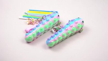 2022 Amazon Hot Seller Caterpillar Student Kids Pencil Pouch Bag School Portable Colorful Rainbow Popper Fidget Toy Pencil Case1