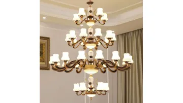 Luxurious Duplex Living Room Chandelier with Staircase Lighting1
