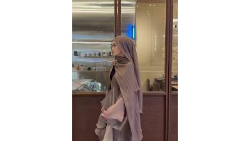 Flowing Solid Color Open Abaya Set (1)