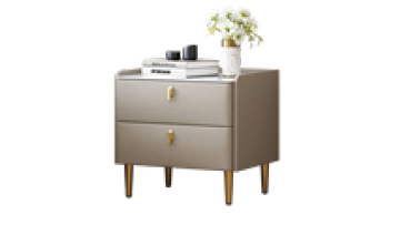 Italian Minimalist Leather Bedroom Large Solid Wooden Bedside Table Nightstand1