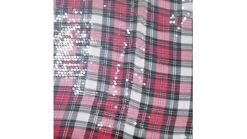 Fancy woven fabric chiffon paper print with 3mm clear sequin embroidery fabric transparent sequin1