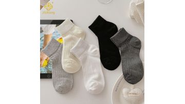 Korean version simple vertical striped mesh short socks cotton socks
