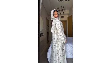 Printed Open Abaya With Scarf (1)
