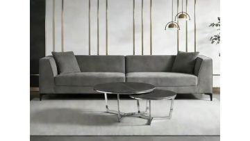 Sintered Stone Top Coffee Table with Silver Stainless Steel Base | Stylish Home Decor