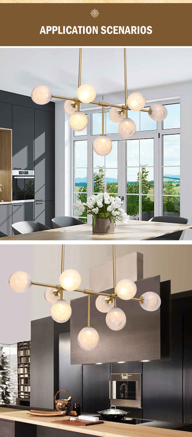G-Lights Modern Style Indoor Decorative Bedroom Dining Room Glass LED Chandelier Pendant Light