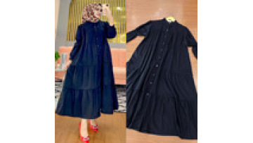 Factory Direct Selling Muslim Long Sleeve Cotton Dress Arab Women's Gown Southeast to Indonesia Skirt Simple Abaya Design1