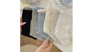 Korean version butterfly bow net eye tube socks ins lace bubble pile socks