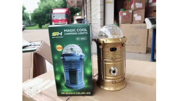 Solar Led Rechargeable Portable Collapsible Camping Lantern & Magic Ball RGB Light  For Outdoor Tent Fishing Hiking Emergency1