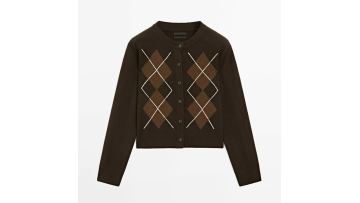 Women's diamond patterned detail knitted cardigan