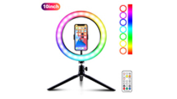 LED RGB 10 Inch Selfie Ring Light with Tripod and Remote for TikTok Makeup1