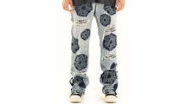 New Street Hip-hop Distressed Stitching Tattered and distressed Jeans Custom Logo Sportswear Mens Casual Pants1