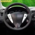 DIY Handstitched Leather Car Steering Wheel Cover For NISSAN VERSA 2013 2014 2015 Car accessories