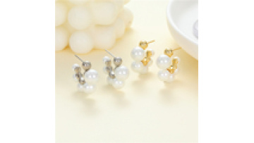 Wholesale Jiexing Jewelry Pearl Design Gold Plated C-Shape Earrings S925 Silver for Women1