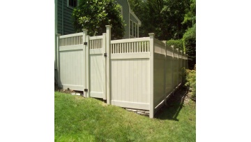 High quality pvc /vinyl privacy fence grey tan white plastic fence PANEL1