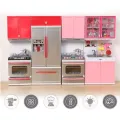 2 Pc/Set Kids Mini Doll House Furniture Toy Stove Fridge Kids Pretend Play Cooking Educational Toy Kid's Gift with LED Music