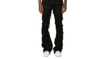 Wholesale Black Custom True Vintage Wash Jeans Men Flare Slim Fit Men Stacked Denim Jeans1