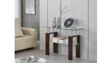 TL-D3-C Modern Glass Console Table w/ Customizable Frame