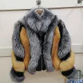 2020 winter Ladies Natural Fox Fur patchwork thickening warm coat outwear solid Color women's jacket