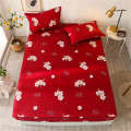 Single/Queen/King Size Feather Pattern Mattress Cover With bed Sheets with pillowcases for Double Bed 3 pcs Fitted Bedding Sheet