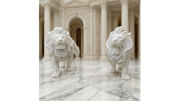 Elegant Handcrafted Marble Lion Pair Sculpture for Luxury Home Decor