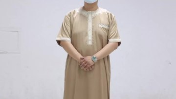 Stock item hot selling dubai arabic mens Kaftan Jilbab arbric men jubba short sleeves daffah thobe baju gamis jubah1