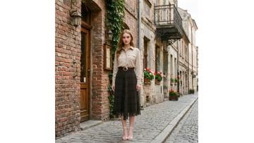 Fringed Hem A-Line Plaid Skirt