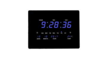 Digital LED Wall Clock with Temperature, Calendar, and Date Display1