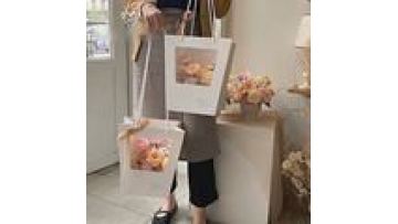 Wholesale Packaging Bag Flower Paper Bag With  Window Lid1