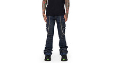 Custom Logo OEM ODM Jeans Mens Belt Loops Hem Distressed Jeans With Chains Cargo Pants Pockets Stacked Pants1