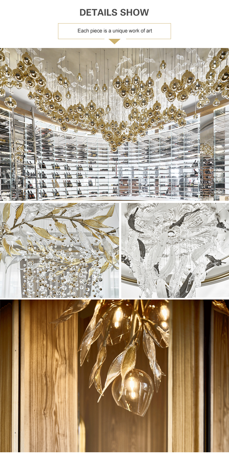 Contemporary classic elegant glass crystal custom project indoor decoration chandelier