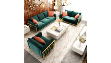 Modern furniture green velvet fabric golden living room sofa luxury design 6 seaters sofa sets1