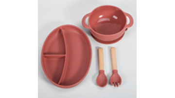 Bpa Free Children Baby Snack Feeding Suction Plate Oval Shaped divided Baby Silicone Bowl Plate With Suction1