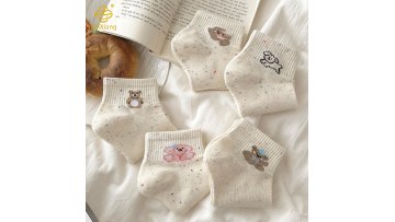 Korean version of teddy bear dot yarn short socks breathable boat socks