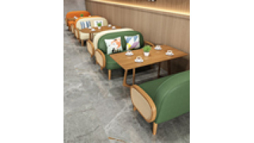 Hot sale commercial furniture coffee shop I shape leather and wood sectional restaurants sofa booth  bench1