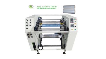 Semi-automatic wrapping film rewinder