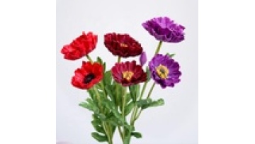 High Quality 3 Heads PU Real Touch Artificial Poppies for Sale1