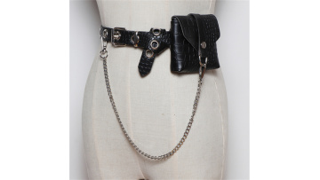Crocodile Texture Black Mini Women's Belt Bag