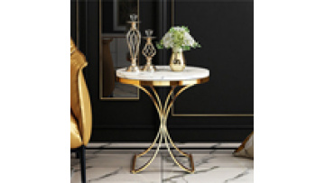 Luxury modern design polished gold stainless steel artificial marble top round small side table1