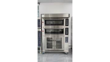 Two-tier oven with storage rack