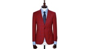 Men's Tailored One Button Patch Pocket Blazer Custom Embroidery Suits New Design Red and Blue Big Check Fabric Plus Size1