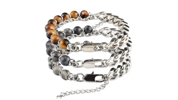 SB2143 Steel Stone Bracelets
