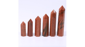 Goldstone Single Pointed Hexagonal Prism Beads Ornament  12SP1492