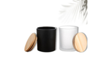 7 oz 10 oz 14 oz 15 oz Custom Matte Black Empty Candle Glass Jar with Wood Black Lid for Candles1