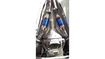 Overview the completed exhaust pipe on the car