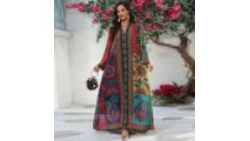 EID Ramadan Elegant Islamic Clothing Women Muslim Dress Printed Floral Long Robe EID Ramadan Abaya Dress1