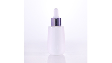 Special shape opal white glass with purple caps