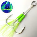 JK Fishing Hooks Sea Glow 1/0 2/0 3/0 4/0 Fish Assist Hook Twins Double Fishery Fishhooks Jig Slow Feather for Fishing Attract