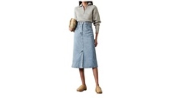 Wholesale Fashion Casual High Waisted  Lady Jeans Midi Denim Skirt for Woman1